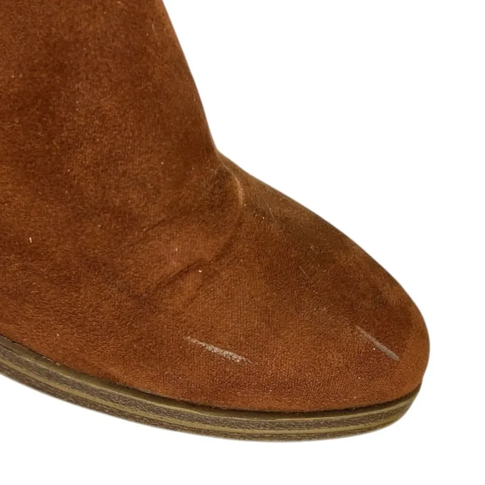 American Eagle Cognac Brown Suede Zip Loafer Booties Womens Size 8 Dara